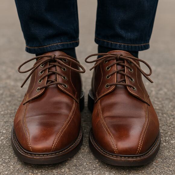 Allen Edmonds SZ 9.5 Mapleton Brown Lace Up Bicycle-Derby Style 7954 - Picture 1 of 9